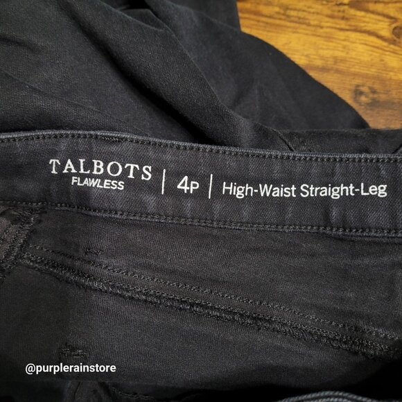 Talbots Jeans 4 P Straight Leg High Rise Tummy Control Black Wash Stretch Denim - Picture 4 of 11